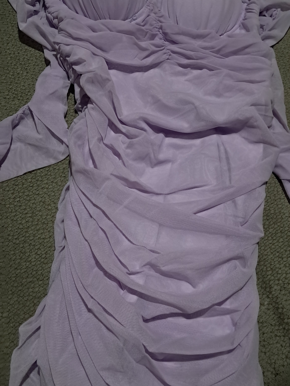 Fashion Nova Lilac Ruched Long Sleeve Dress
